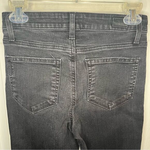 PAIGE Dylan Straight Undone Jeans Frayed cuffs Ankle Skinny Faded Black Denim 25 - Picture 7 of 10